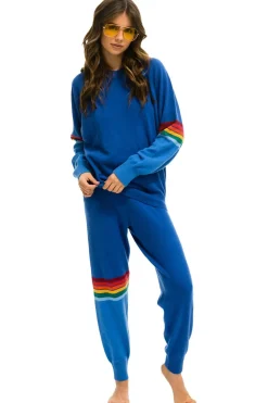 Sweatpants | Aviator Nation RAINBOW STRIPE CASHMERE LIGHT SWEATER PANT - VINTAGE BLUE VINTAGEBLUE