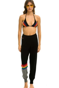 Sweatpants | Aviator Nation RAINBOW STRIPE CASHMERE LIGHT SWEATER PANT- BLACK // CHARCOAL BLACK//CHARCOALWomen'sSweatpantsAviatorNation
