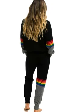 Sweatpants | Aviator Nation RAINBOW STRIPE CASHMERE LIGHT SWEATER PANT- BLACK // CHARCOAL BLACK//CHARCOALWomen'sSweatpantsAviatorNation