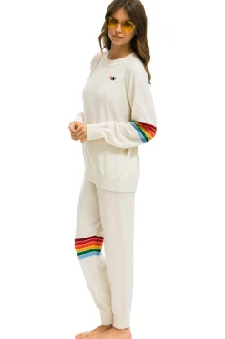 Sweatpants | Aviator Nation RAINBOW STRIPE CASHMERE LIGHT SWEATER PANT- VINTAGE WHITE VINTAGEWHITEWomensSweatpantsAviatorNation
