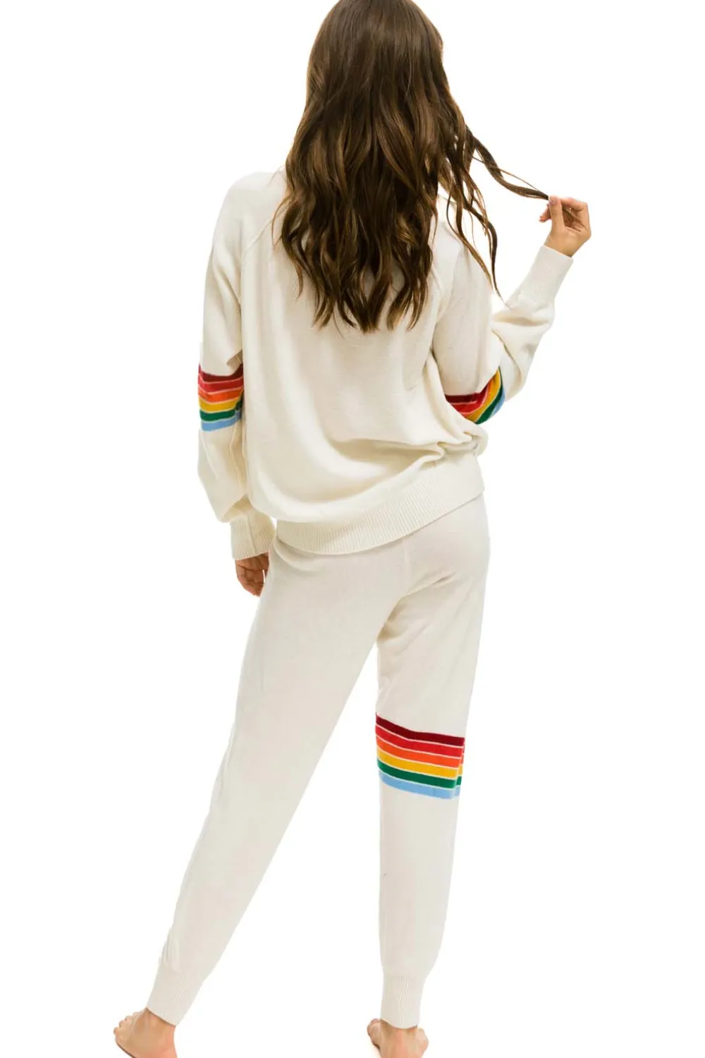 Sweatpants | Aviator Nation RAINBOW STRIPE CASHMERE LIGHT SWEATER PANT- VINTAGE WHITE VINTAGEWHITEWomensSweatpantsAviatorNation