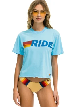 Boyfriend Tees | Tees | Aviator Nation RIDE LOGO BOYFRIEND TEE - SKY