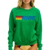Sweatshirts | Sweatshirts | Aviator Nation RIDE LOGO CREW SWEATSHIRT - KELLY GREEN KELLYGREEN