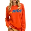 Sweatshirts | Sweatshirts | Aviator Nation RIDE LOGO CREW SWEATSHIRT - ORANGE