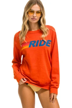 Sweatshirts | Sweatshirts | Aviator Nation RIDE LOGO CREW SWEATSHIRT - ORANGE