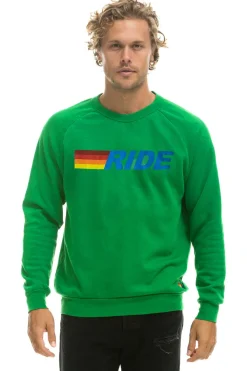 Sweatshirts | Sweatshirts | Aviator Nation RIDE LOGO CREW SWEATSHIRT - KELLY GREEN KELLYGREEN