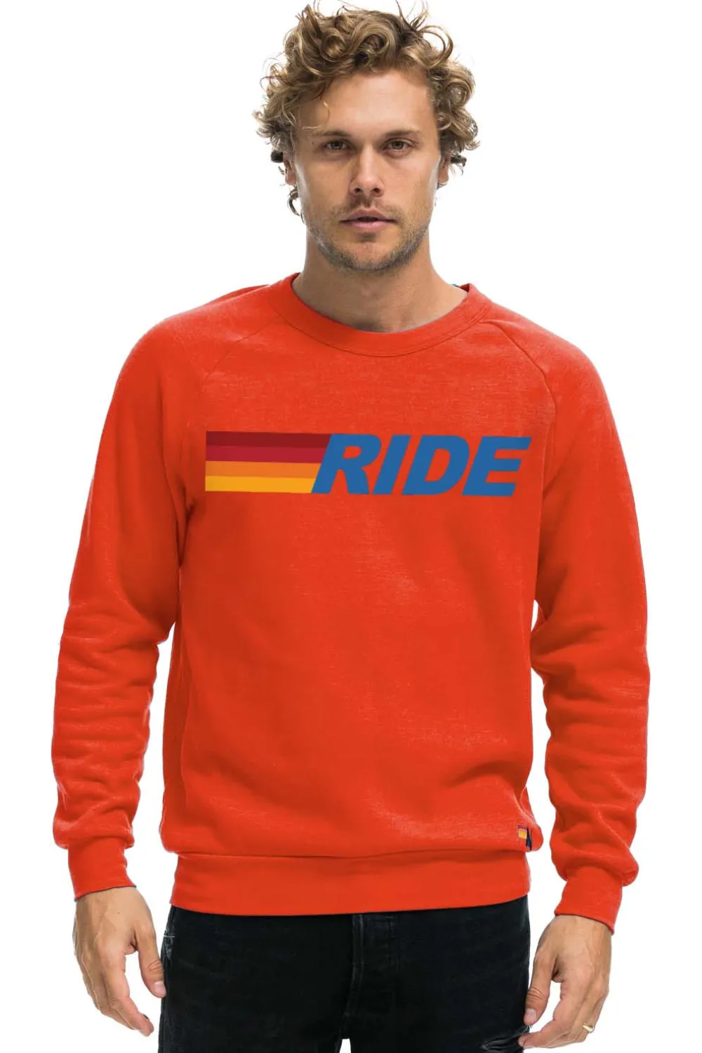 Sweatshirts | Sweatshirts | Aviator Nation RIDE LOGO CREW SWEATSHIRT - ORANGE