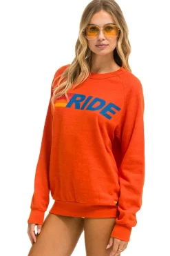 Sweatshirts | Sweatshirts | Aviator Nation RIDE LOGO CREW SWEATSHIRT - ORANGE