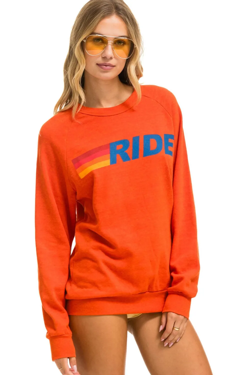 Sweatshirts | Sweatshirts | Aviator Nation RIDE LOGO CREW SWEATSHIRT - ORANGE