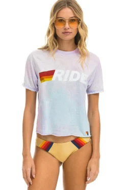 Boyfriend Tees | Tees | Aviator Nation RIDE LOGO WHITE BOYFRIEND TEE - TIE DYE BUBBLEGUM TIEDYEBUBBLEGUM
