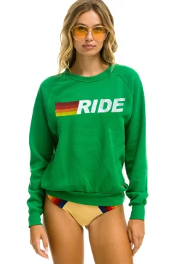 Sweatshirts | Sweatshirts | Aviator Nation RIDE LOGO WHITE CREW SWEATSHIRT - KELLY GREEN KELLYGREEN