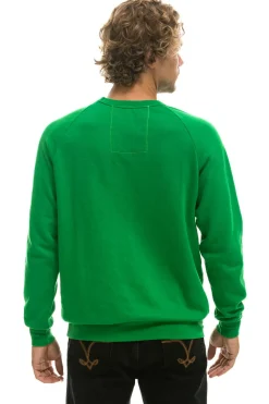 Sweatshirts | Sweatshirts | Aviator Nation RIDE LOGO WHITE CREW SWEATSHIRT - KELLY GREEN KELLYGREEN