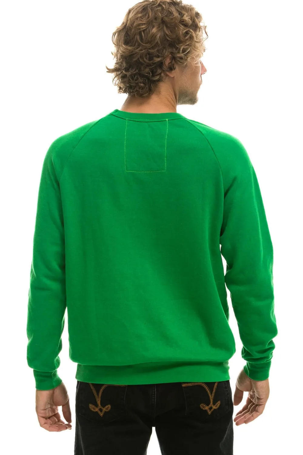 Sweatshirts | Sweatshirts | Aviator Nation RIDE LOGO WHITE CREW SWEATSHIRT - KELLY GREEN KELLYGREEN