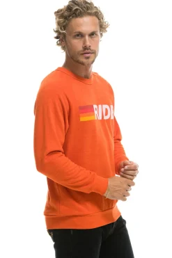 Sweatshirts | Sweatshirts | Aviator Nation RIDE LOGO WHITE CREW SWEATSHIRT - ORANGE
