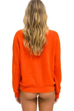 Sweatshirts | Sweatshirts | Aviator Nation RIDE LOGO WHITE CREW SWEATSHIRT - ORANGE