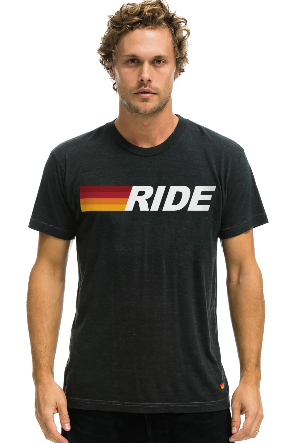Tees | Tees | Aviator Nation RIDE LOGO WHITE TEE - CHARCOAL