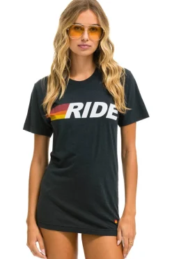 Tees | Tees | Aviator Nation RIDE LOGO WHITE TEE - CHARCOAL