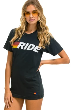 Tees | Tees | Aviator Nation RIDE LOGO WHITE TEE - CHARCOAL