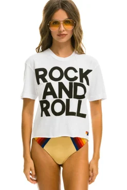 Boyfriend Tees | Tees | Aviator Nation ROCK AND ROLL BOYFRIEND TEE - WHITE