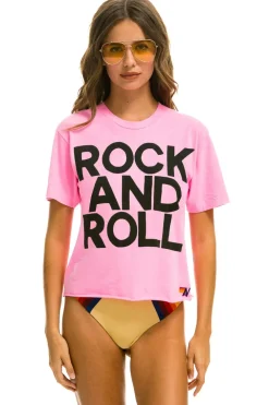 Boyfriend Tees | Tees | Aviator Nation ROCK AND ROLL BOYFRIEND TEE - NEON PINK NEONPINK