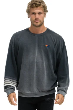 Sweatshirts | Sweatshirts | Aviator Nation RUGBY STITCH RELAXED CREW SWEATSHIRT - FADED SMOKE FADEDSMOKE