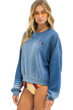 Sweatshirts | Sweatshirts | Aviator Nation RUGBY STITCH RELAXED CREW SWEATSHIRT - FADED WATER FADEDWATER