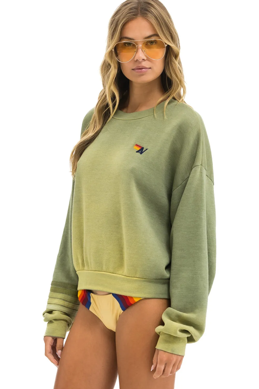 Sweatshirts | Sweatshirts | Aviator Nation RUGBY STITCH RELAXED CREW SWEATSHIRT - FADED ARMY FADEDARMY