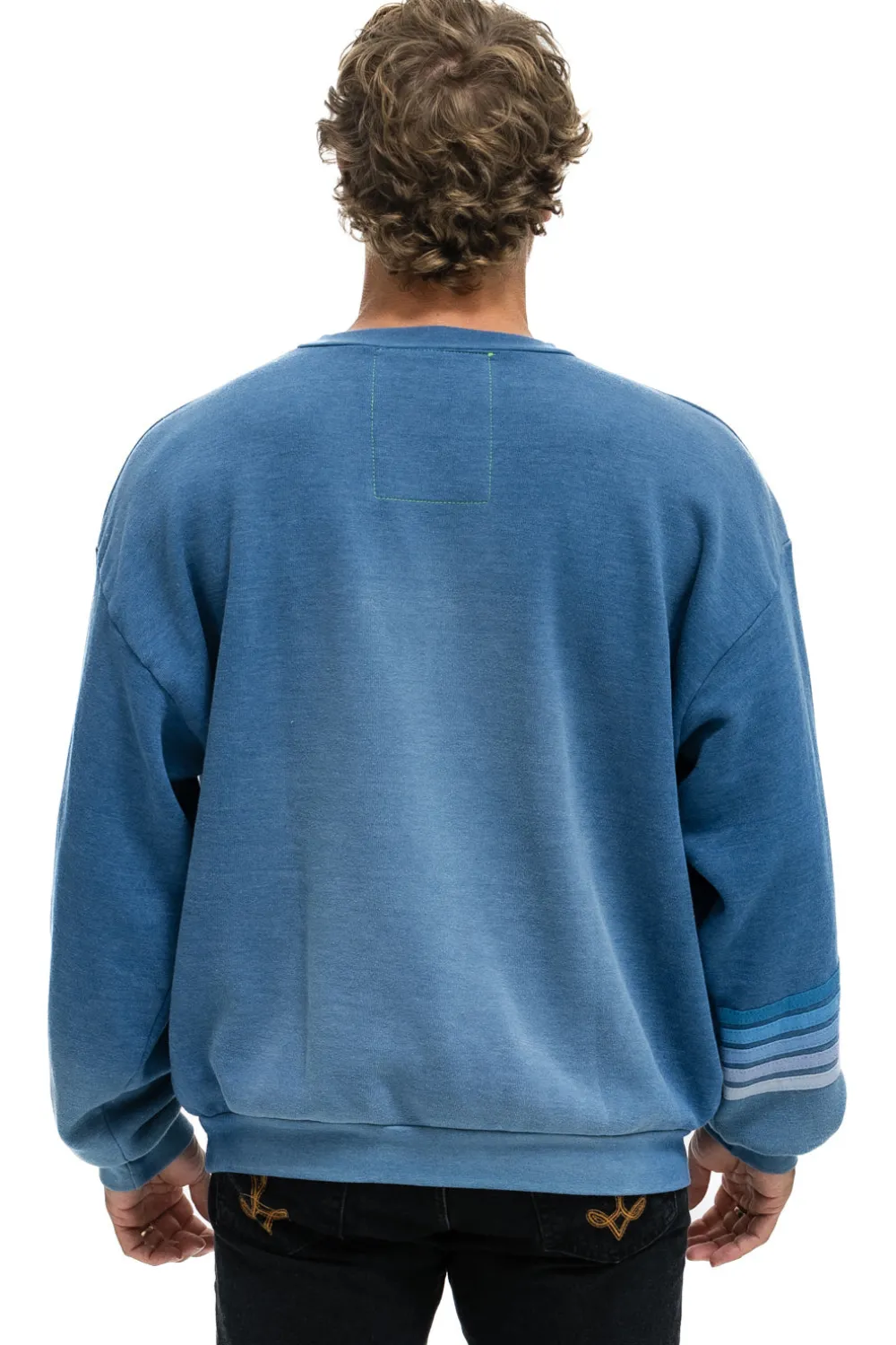 Sweatshirts | Sweatshirts | Aviator Nation RUGBY STITCH RELAXED CREW SWEATSHIRT - FADED WATER FADEDWATER