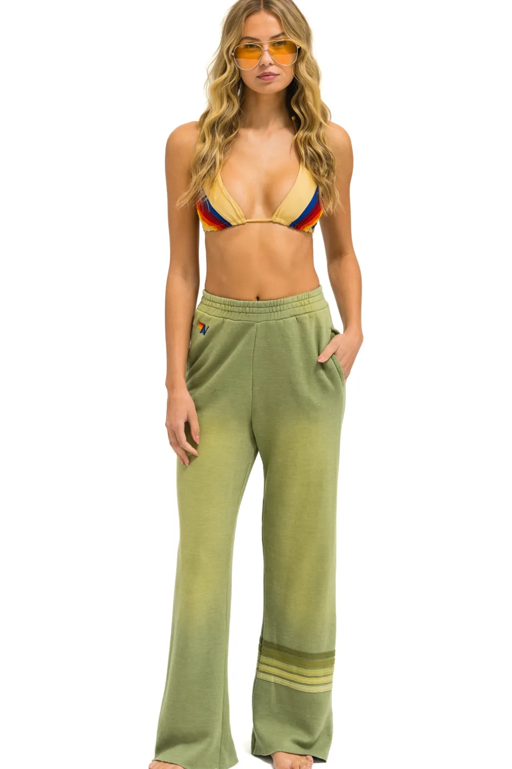 Sweatpants | Aviator Nation RUGBY STITCH WIDE LEG POCKET SWEATPANTS - FADED ARMY FADEDARMY