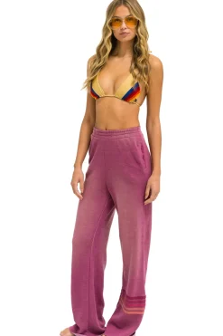 Sweatpants | Aviator Nation RUGBY STITCH WIDE LEG POCKET SWEATPANTS - FADED BERRY FADEDBERRY