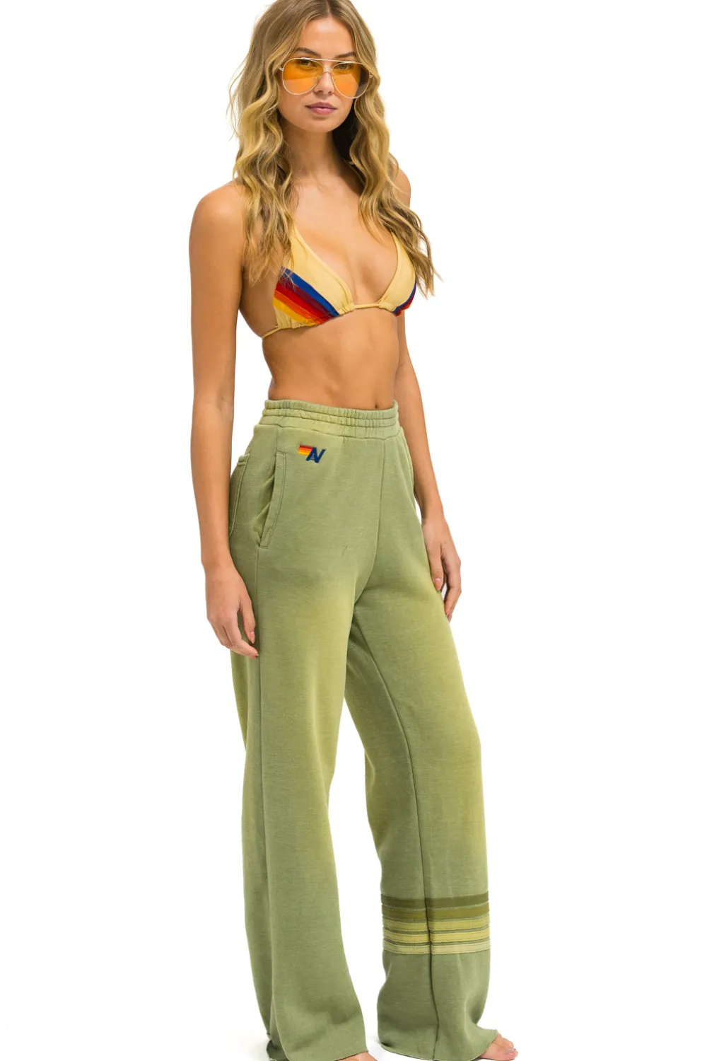 Sweatpants | Aviator Nation RUGBY STITCH WIDE LEG POCKET SWEATPANTS - FADED ARMY FADEDARMY