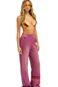 Sweatpants | Aviator Nation RUGBY STITCH WIDE LEG POCKET SWEATPANTS - FADED BERRY FADEDBERRY