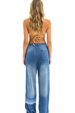 Sweatpants | Aviator Nation RUGBY STITCH WIDE LEG POCKET SWEATPANTS - FADED WATER FADEDWATER
