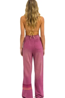Sweatpants | Aviator Nation RUGBY STITCH WIDE LEG POCKET SWEATPANTS - FADED BERRY FADEDBERRY
