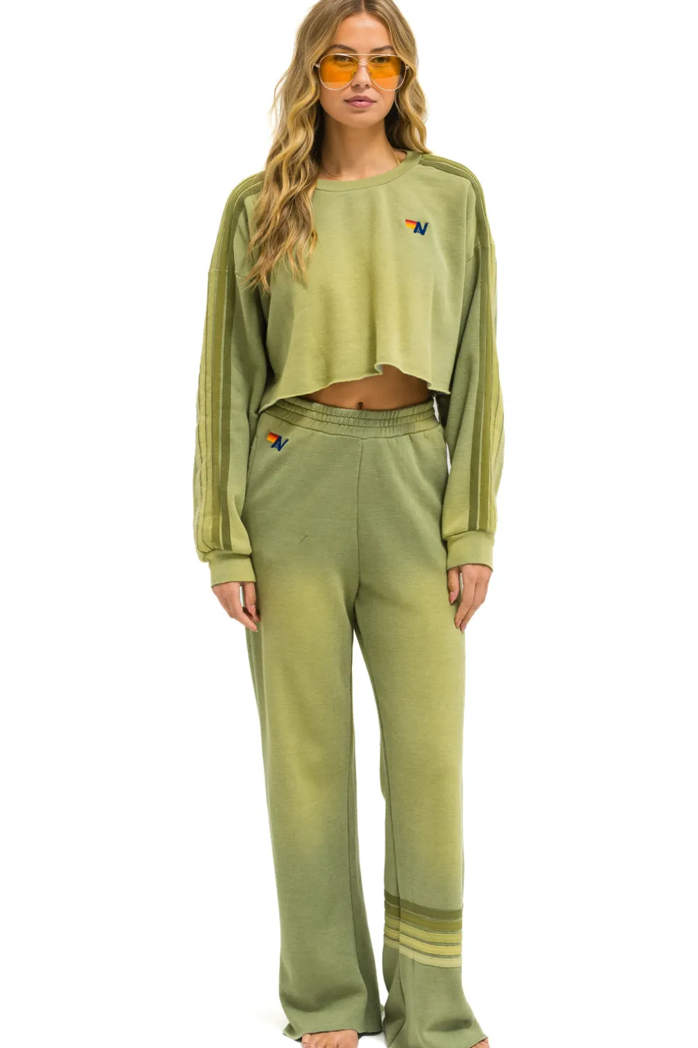 Sweatpants | Aviator Nation RUGBY STITCH WIDE LEG POCKET SWEATPANTS - FADED ARMY FADEDARMY