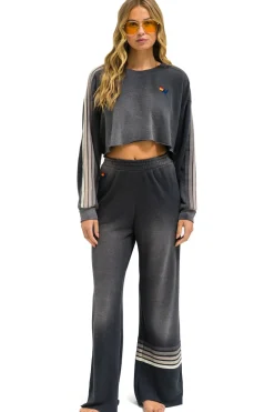 Sweatpants | Aviator Nation RUGBY STITCH WIDE LEG POCKET SWEATPANTS - FADED SMOKE FADEDSMOKE