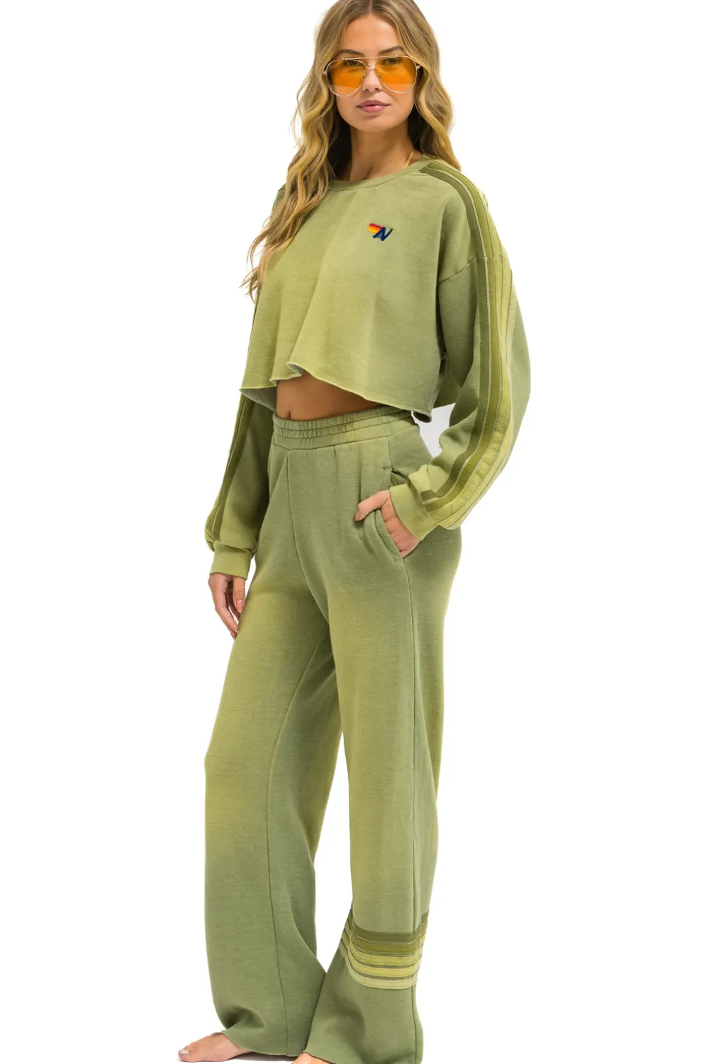Sweatpants | Aviator Nation RUGBY STITCH WIDE LEG POCKET SWEATPANTS - FADED ARMY FADEDARMY