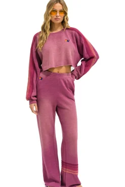 Sweatpants | Aviator Nation RUGBY STITCH WIDE LEG POCKET SWEATPANTS - FADED BERRY FADEDBERRY