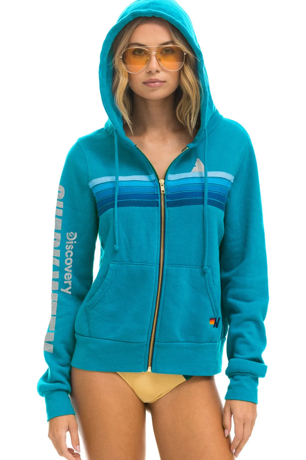 Hoodies | Collab Merchandise | Aviator Nation SHARK WEEK 2024 ZIP HOODIE - TEAL