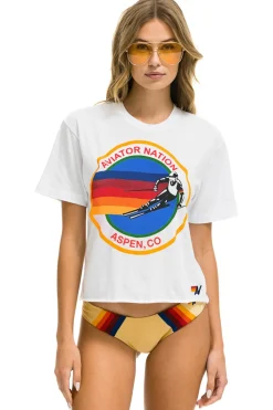 Boyfriend Tees | Aviator Nation SIGNATURE ASPEN  BOYFRIEND TEE - WHITE