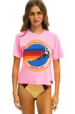 Boyfriend Tees | Aviator Nation SIGNATURE ASPEN  BOYFRIEND TEE - NEON PINK NEONPINK