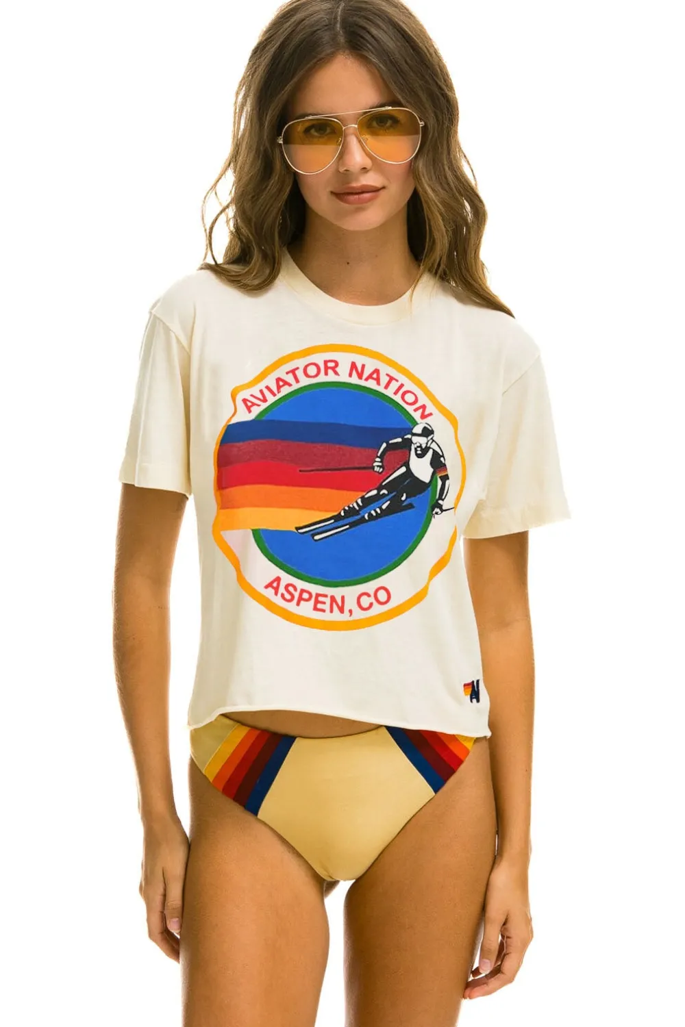 Boyfriend Tees | Aviator Nation SIGNATURE ASPEN BOYFRIEND TEE - VINTAGE WHITE VINTAGEWHITE
