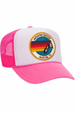 Trucker Hats | Trucker Hats | Aviator Nation SIGNATURE AUSTIN TRUCKER HAT sick!Allofourproductsgothroughanintensebreaking-downprocessthatgivesthemavintagefeelyou'lllovebecauseit'sbrokeninfromdayoneofwearingit.Allofourhatsareadjustable!