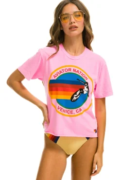 Boyfriend Tees | Tees | Aviator Nation SIGNATURE BOYFRIEND TEE - NEON PINK NEONPINK