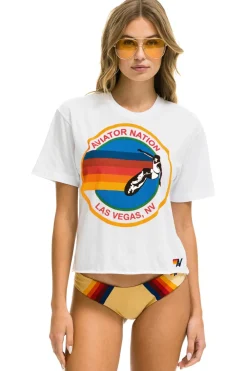 Boyfriend Tees | Aviator Nation SIGNATURE LAS VEGAS BOYFRIEND TEE - WHITE