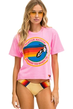 Boyfriend Tees | Aviator Nation SIGNATURE MANHATTAN BEACH BOYFRIEND TEE - NEON PINK NEONPINK
