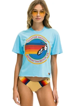 Boyfriend Tees | Aviator Nation SIGNATURE MANHATTAN BEACH BOYFRIEND TEE - SKY