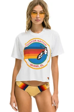 Boyfriend Tees | Aviator Nation SIGNATURE MIAMI BOYFRIEND TEE - WHITE