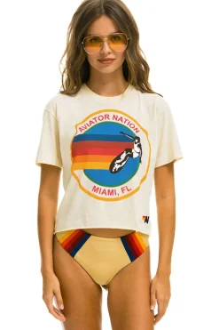 Boyfriend Tees | Aviator Nation SIGNATURE MIAMI BOYFRIEND TEE - VINTAGE WHITE VINTAGEWHITE