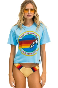 Boyfriend Tees | Aviator Nation SIGNATURE NEW YORK CITY BOYFRIEND TEE - SKY